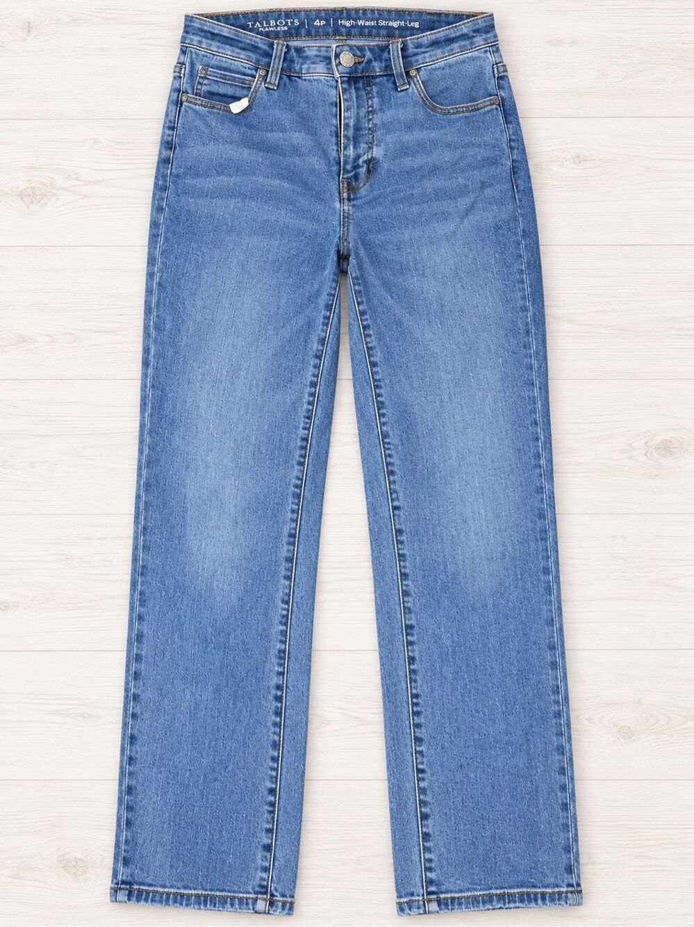Talbots Flawless Jeans Women’s 4P High Waist Straight Leg Medium Wash Petite